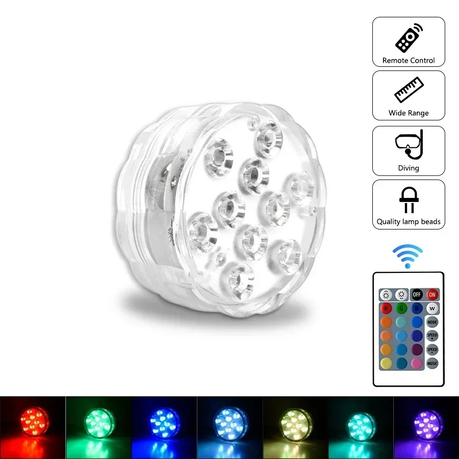 LUMISNAP 10-LED RGB Onderwaterlampen met Magnetische Bevestiging - buitenverlichting