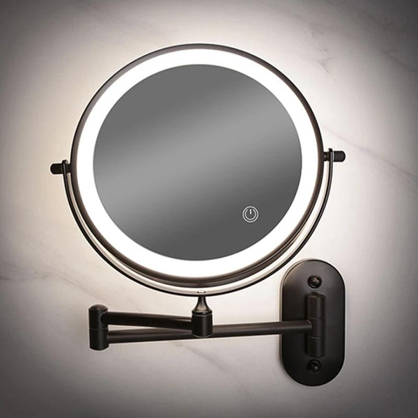 Black Rechargeable LED Magnifying Mirror for Makeup and Bathroom