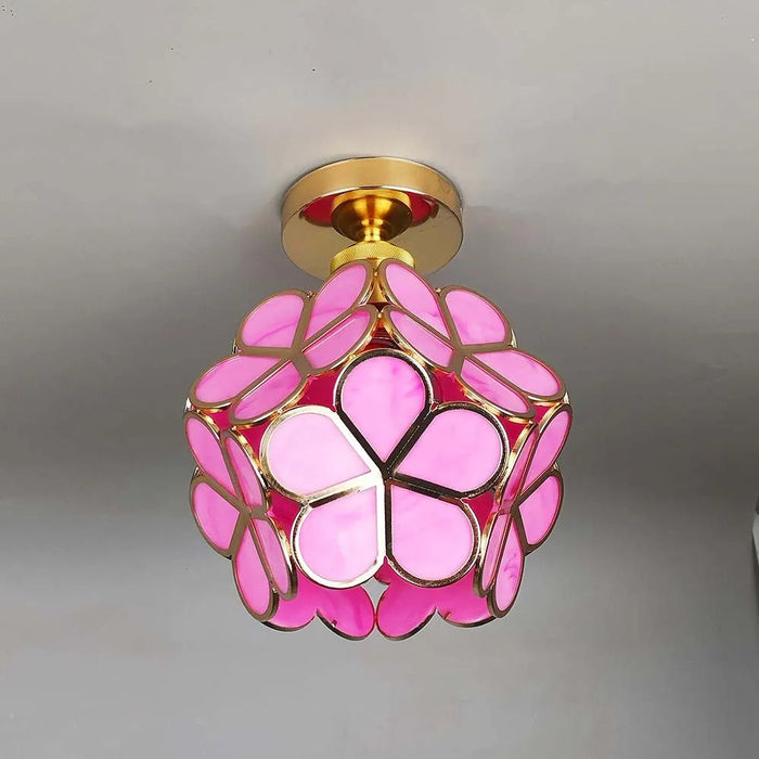 Design Floral Style Glass Hall Ceiling Lamp