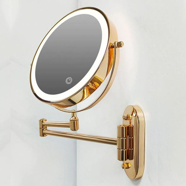 Gold Rechargeable LED Magnifying Mirror for Makeup and Bathroom