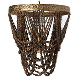 Alexandra Style - Metal Ceiling Lamp With Wooden Beads, 1Xe27, Max.60W °60X74/179Cm