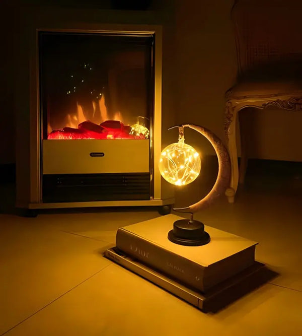 Betoverde Maanlamp Van Glas Met Warm Licht Voor Op De Tafel - tafellampen - in de kamer