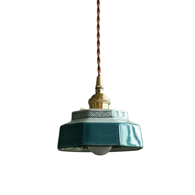 AuroraVerde Dark Green Ceramic Pendant Lamp