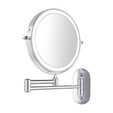 Chrome Silver Rechargeable LED Magnifying Mirror for Makeup and Bathroom