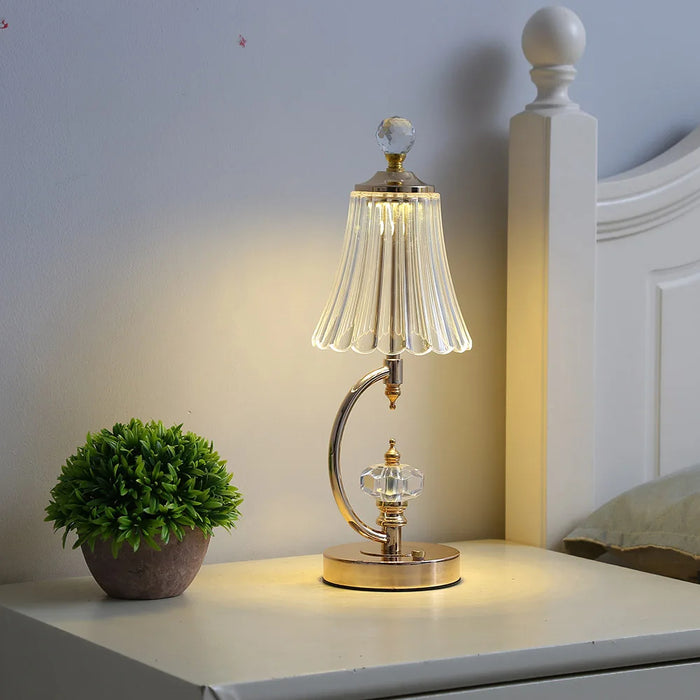 Vintage Gold Table Lamp Made of Crystal