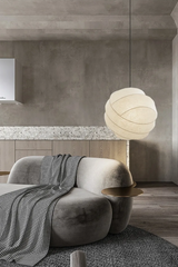 Wabi Sabi Silk Pendant Lamp – Japanese Minimalist Round Ceiling Lamp