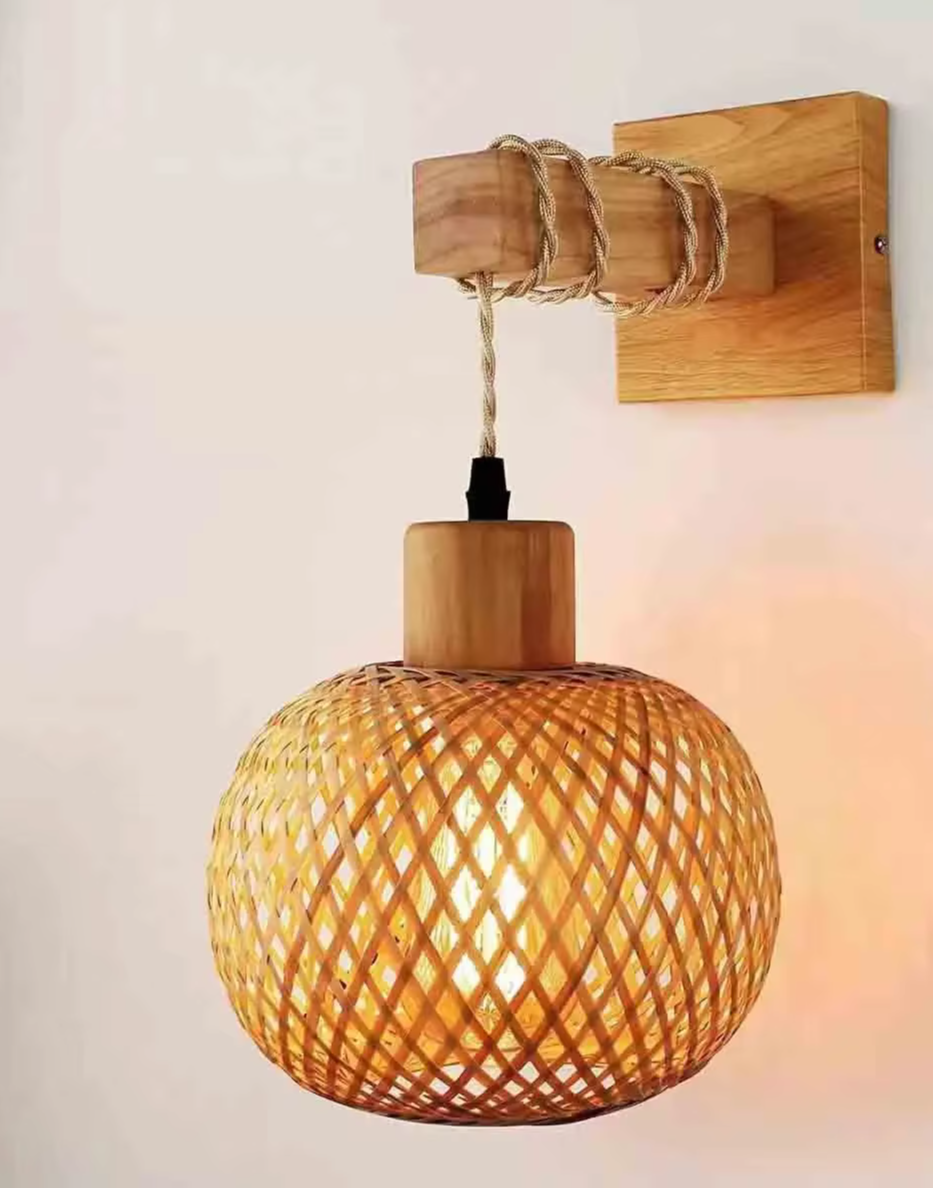 SolBambu Wall Lamp – Handwoven Bamboo Lantern for Natural Modern Interiors