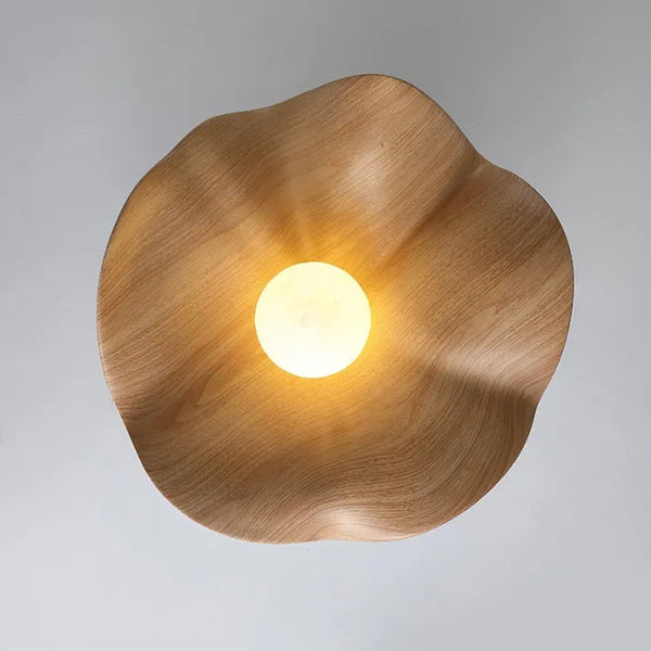 Scandinavische Houten Lotus Plafondlamp - plafondlamp - sfeerbeeld