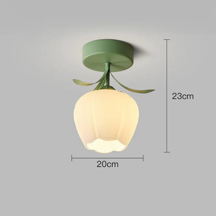 Simple Tiffany Ceiling Lamp With Mini Flowers