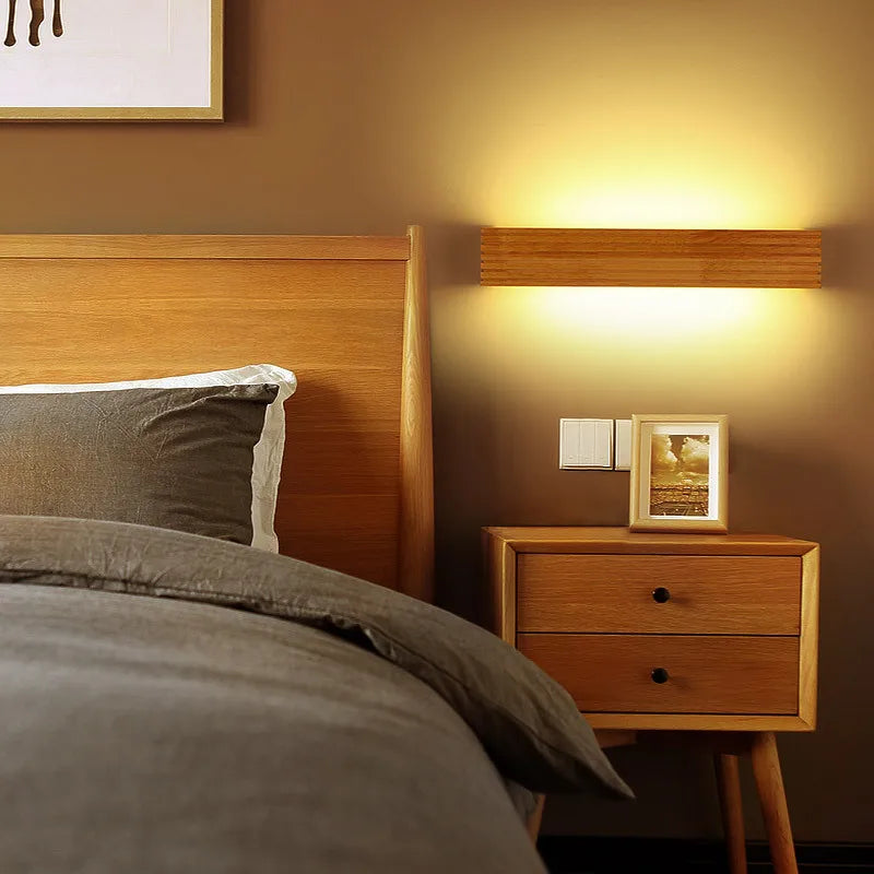 LignoGlow Moderne Houten LED Wandlamp - wandlamp - sfeerbeeld