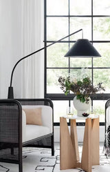 LumiArc β Luxury Wooden Arc Floor Lamp with Fabric Shade