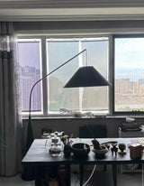 LumiArc β Luxury Wooden Arc Floor Lamp with Fabric Shade