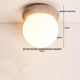LumiSabi Travertine Natural Stone LED Ceiling Lamp – Modern Wabi-Sabi Lamp