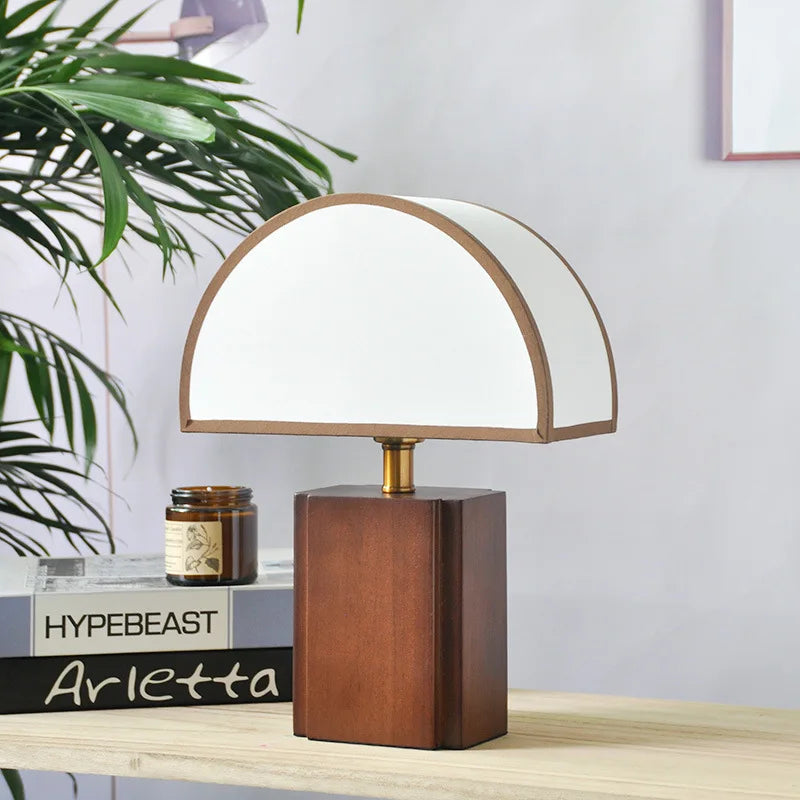 Retro Wooden Table Lamp with Fabric Shade
