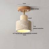 LumiSabi Travertine Natural Stone LED Ceiling Lamp – Modern Wabi-Sabi Lamp