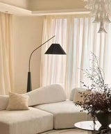 LumiArc β Luxury Wooden Arc Floor Lamp with Fabric Shade