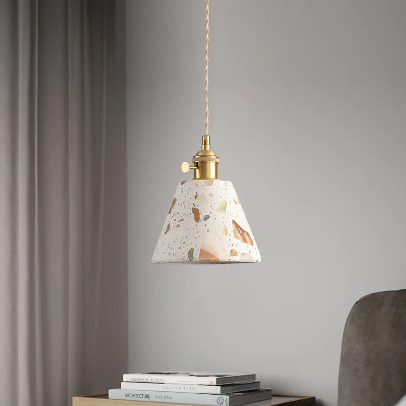 TerraLume LED Hanglamp – Moderne Terrazzo & Koper Designlamp - hanglampen - sfeerbeeld