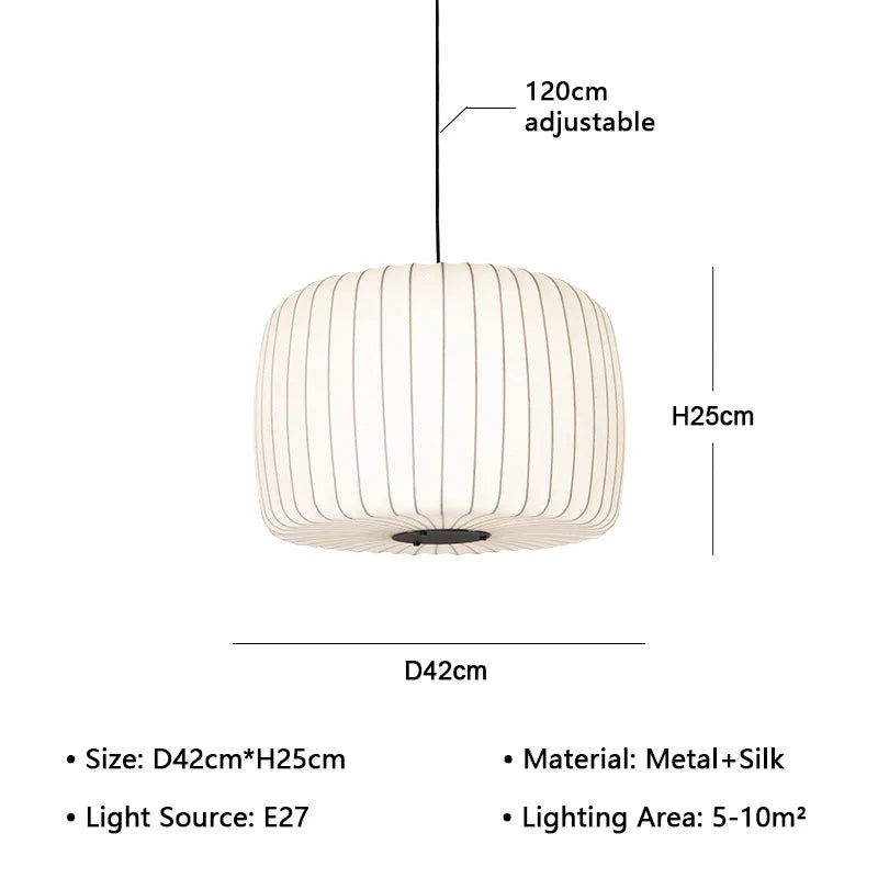 Modern Japanese Wabi Sabi Silk Hanging Lamp