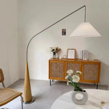 LumiArc β Luxury Wooden Arc Floor Lamp with Fabric Shade