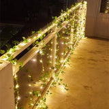 SolarLeaf Mood Lighting – Solar Lamp String with Artificial Flowers & Leaves