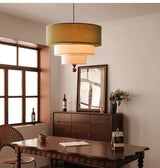 Boho Green Fabric Hanging Lamp