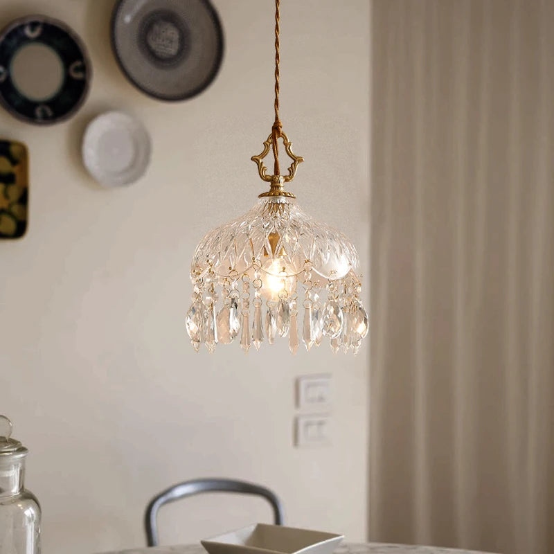 Franse Retro Glazen Hanglamp - hanglampen - sfeerbeeld