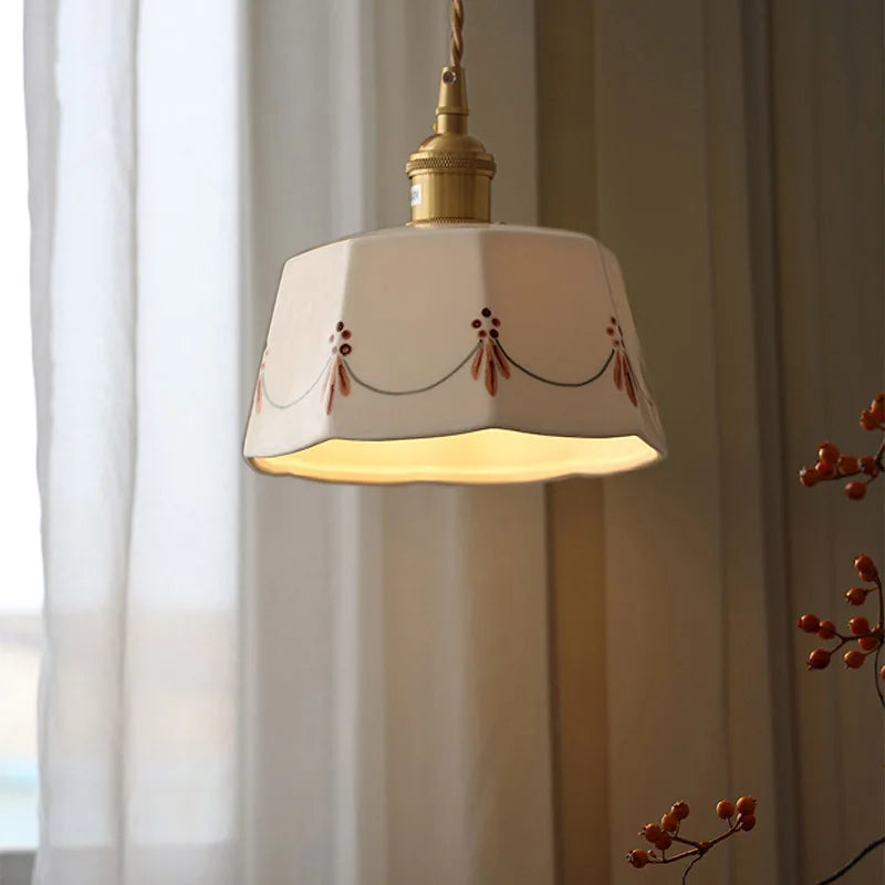 Japans Retro BrassGlow Keramische Hanglamp - hanglampen - sfeerbeeld