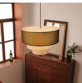 Boho Green Fabric Hanging Lamp