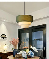 Boho Green Fabric Hanging Lamp