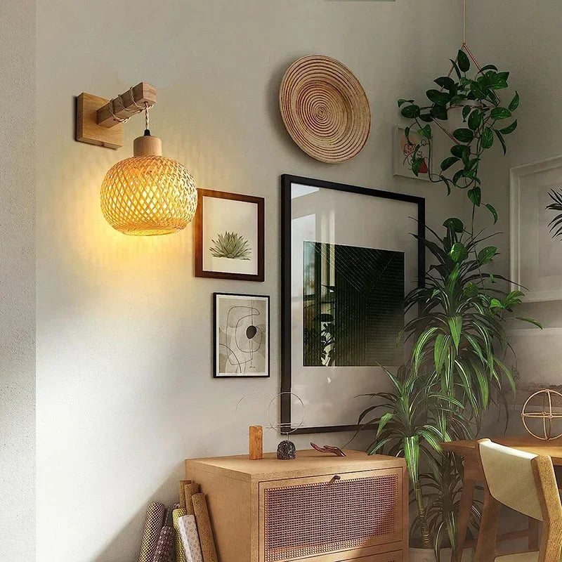 BAMBULUX Bamboe Wandlamp - wandlamp - sfeerbeeld