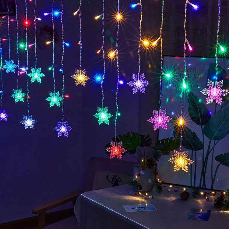 LumaSnow 4M LED Snowflake Curtain Light – Christmas Icicle Mood Lighting