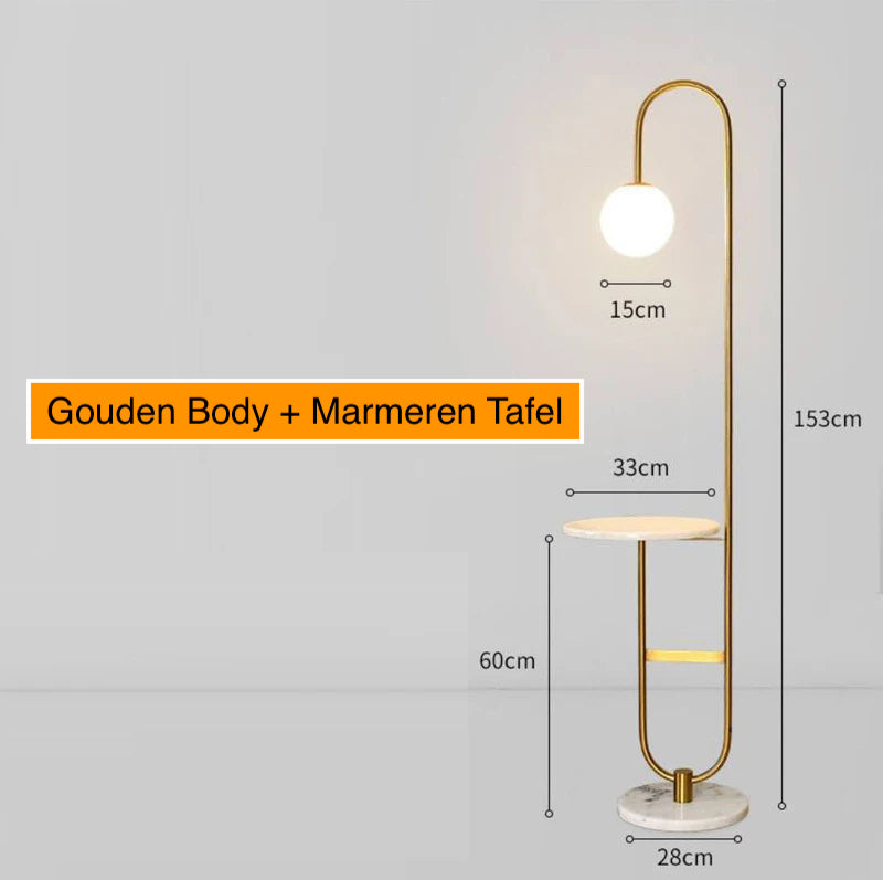 Nordic Luxury Floor Lamp with Marble Side Table