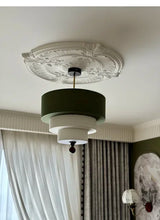 Boho Green Fabric Hanging Lamp