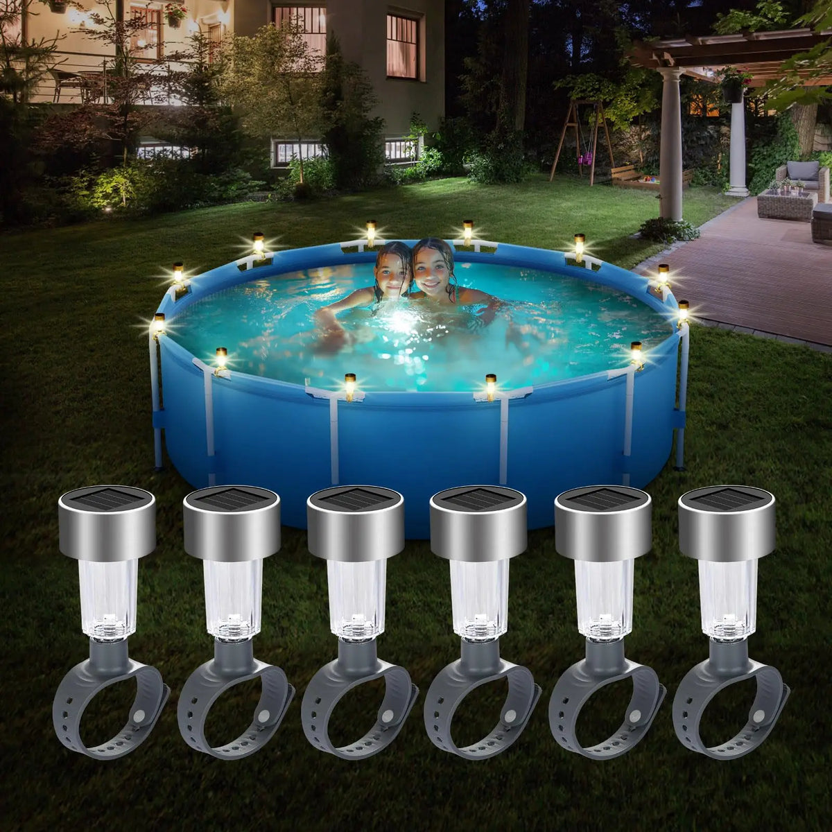 SOLARLUX 6-delige LED Solar Zwembadlamp Set - buitenverlichting
