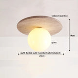 LumiSabi Travertine Natural Stone LED Ceiling Lamp – Modern Wabi-Sabi Lamp