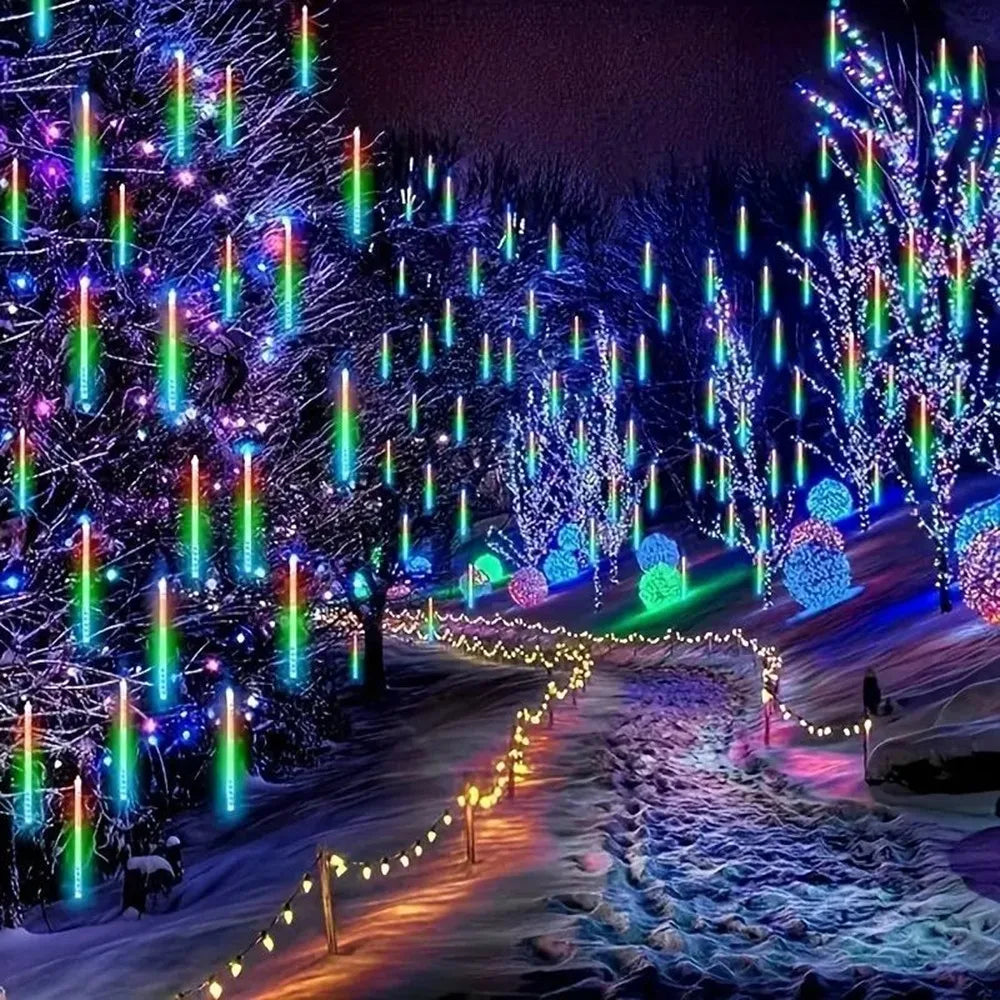 LumiRegen 50cm LED Vallende Sterren Regen-kerstverlichting - buitenverlichting - sfeerbeeld