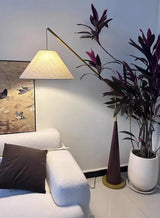 LumiArc β Luxury Wooden Arc Floor Lamp with Fabric Shade