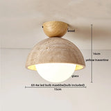 LumiSabi Travertine Natural Stone LED Ceiling Lamp – Modern Wabi-Sabi Lamp