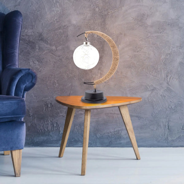 Betoverde Maanlamp Van Glas Met Warm Licht Voor Op De Tafel - tafellampen - materiaaldetail
