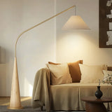 LumiArc β Luxury Wooden Arc Floor Lamp with Fabric Shade