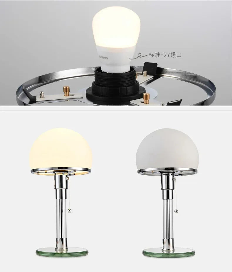 AuroraBauhaus LED Tafellamp – Nordic Glas & Metaal Designlamp - tafellampen - zijaanzicht
