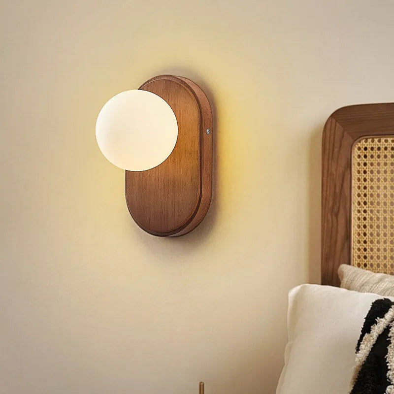 ZenLight Hikari Wandlamp – Japanse Massief Houten Wandverlichting met Frosted Glass | Vintage Nordic Design - wandlamp