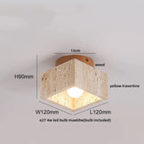 LumiSabi Travertine Natural Stone LED Ceiling Lamp – Modern Wabi-Sabi Lamp