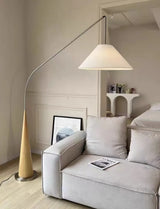 LumiArc β Luxury Wooden Arc Floor Lamp with Fabric Shade