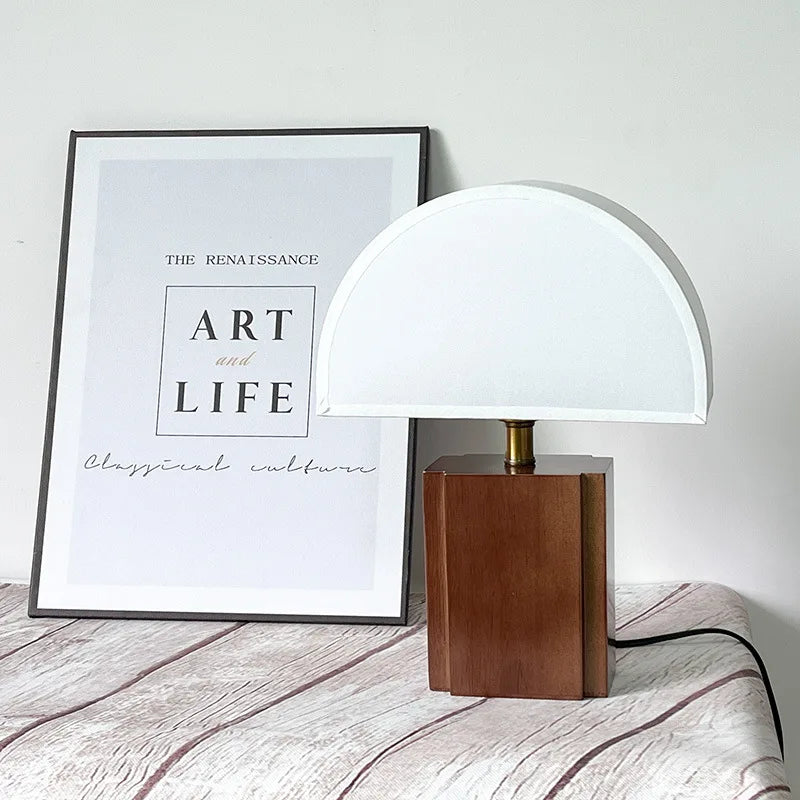 Retro Wooden Table Lamp with Fabric Shade