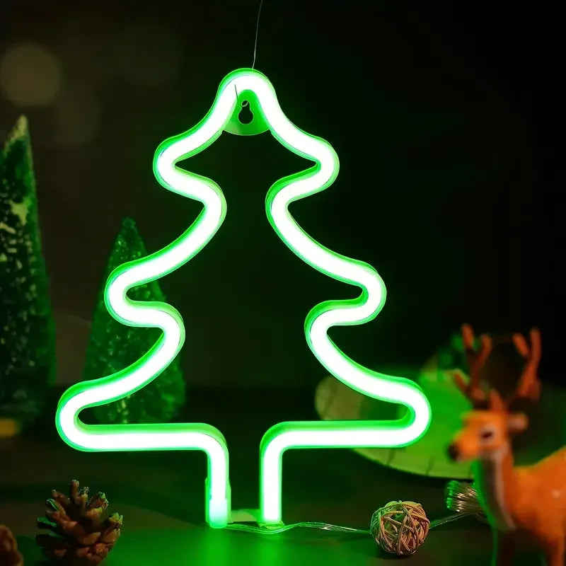 Magische Kerstsfeer Neonlamp ā Rendier, Kerstsok & Boom ā LED - buitenverlichting