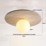 LumiSabi Travertine Natural Stone LED Ceiling Lamp – Modern Wabi-Sabi Lamp