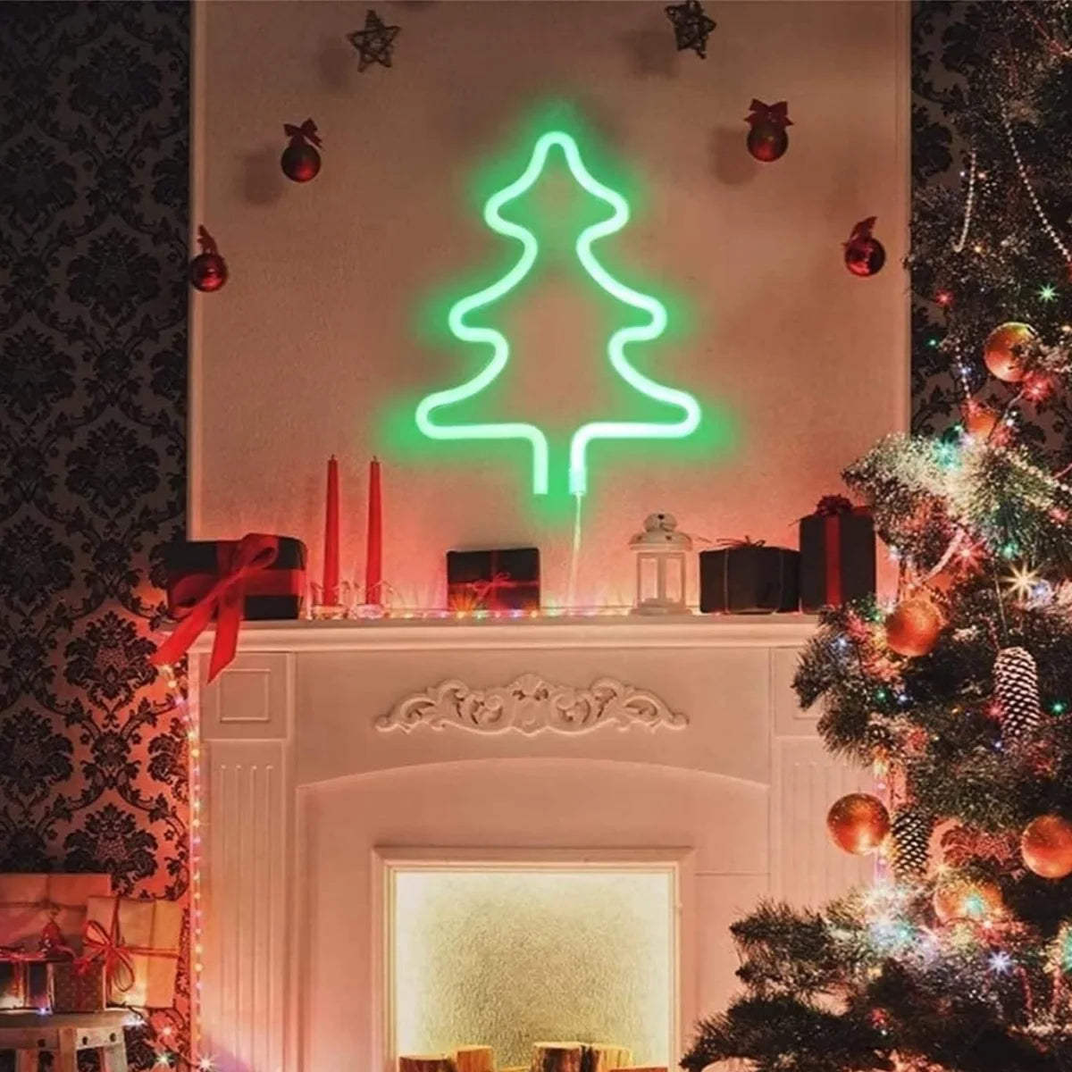 Magische Kerstsfeer Neonlamp ā Rendier, Kerstsok & Boom ā LED - buitenverlichting - detail