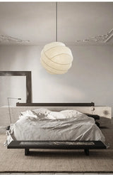 Wabi Sabi Silk Pendant Lamp – Japanese Minimalist Round Ceiling Lamp