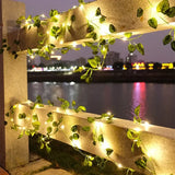SolarLeaf Mood Lighting – Solar Lamp String with Artificial Flowers & Leaves